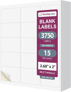 NextDayLabels – 2"-11/16 x 2 Rectangular Sticker Labels for Printer - White Laser/Inkjet Printer Labels Return Address Labels Shipping Label Stickers (250 Sheets, 15 Per Sheet, 37500 Labels)