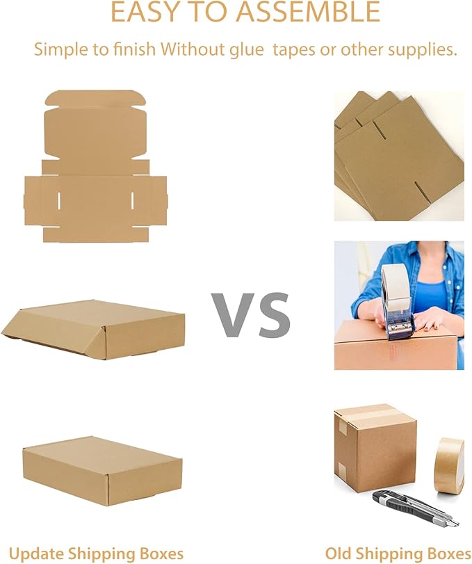 Trwcrt Shipping Boxes 9x6x2 Set of 20, Corrugated Cardboard Box for Packing Small Business, Brown