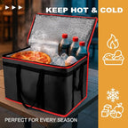 2PK Insulated Food Delivery Bag with Baseboard — Reusable Thermal Cooler Grocery Bags for Catering & Delivery, Pizza Carrier for Events, Large Capacity Bag Keeps Food Hot/Cold for Travel, Commercial