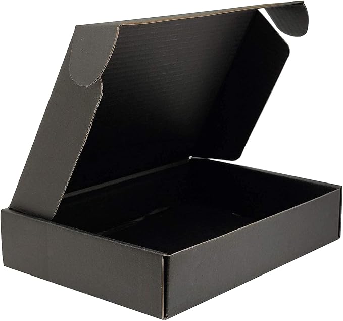 Small Black Shipping Boxes for Small Business Pack of 25-8x5.5x1.6 inches Cardboard Corrugated Mailer Boxes for Shipping Packaging Craft Gifts Giving Products