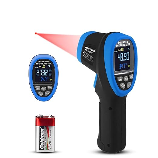 High Temperature IR Thermometer -58℉- 2732℉,Dual Laser Industrial Pyrometer 30:1 Non Contact Digital Thermometer Gun with Large LCD Color Display Blacklight and Flashlight, Adjustable Emissivity