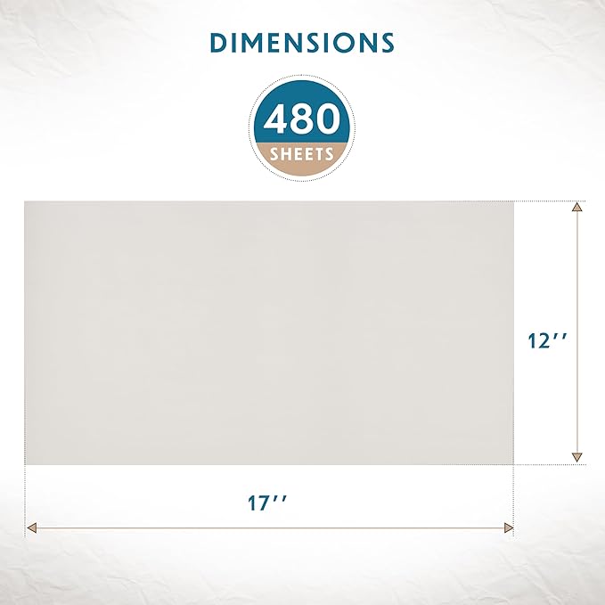 Packing Paper Sheets for Moving - 480 Sheets, Blank Newsprint Paper Sheets for Wrapping, Shipping, Arts & Crafts - Bulk Protective Paper for Box Filler, Cushioning & Protecting Fragile Items - 12x17