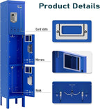 Metal Lockers - 66" Height Steel Lockers for Employees with 3 Door Storage Locker with Card Slot for Employees Gym School Home Office Garage - Assembly Required