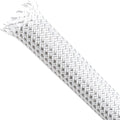 Braided Cable Sleeving, PET Expandable Braided Cable Sleeve, Flexible Mesh Sleeving Cord Management for Audio Video and Other Home Device, Cord Protector from Pets (White Silver, 1/4" x 25ft)