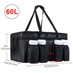 Insulated Food Delivery Bag with 4 Cup Holders, XX-Large Insulated Grocery Bags Keep Food Hot/Cold, Cooler Bags with Drink Carrier, Food Carrier Catering Bag, Commercial Food Warmers, Black