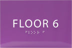 6" X4" Floor 6 Sign - ADA Compliant Tactile Graphics Grade 2 Braille Text | Wall Mount Plastic Directional Assistance, Floor Number Sign for Office, Schools, Hospitals, Apartments