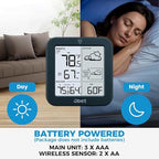 Indoor Outdoor Thermometer Wireless Weather Station, Battery Powered Inside Outside Thermometers Remote Temperature Humidity Monitor with Backlight and Dew-point for Office Bedroom Greenhouse (500 Ft)