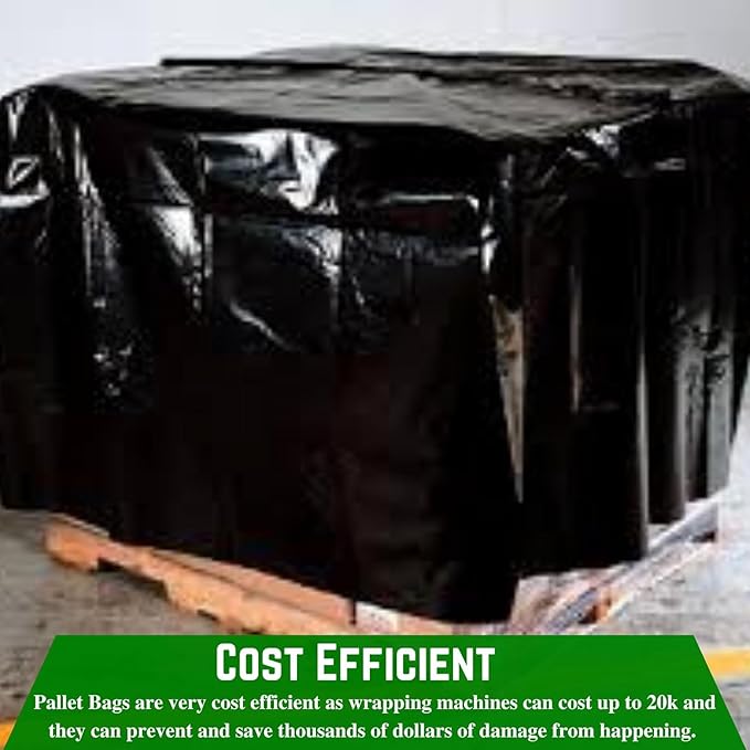 Farm Plastic Supply - Black Pallet Covers - 3 Mil - (55" x 53" x 75") - Heavy Duty Construction Grade Strength Pallet Bags, Pallet Covers, Polyethylene Pallet Bags, and Pallet Storage (10 Pack)