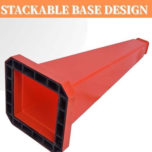 BESEA 3 Pack 28" Bright Orange Traffic Safety Cones with Weighted Base, High-Visibility Parking Cones for Driveways, Business Parking Lots, Garages, Indoor/Outdoor Use