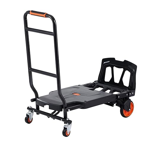 VEVOR Aluminum Folding Hand Truck, 2 in 1 Design 300 Lbs Capacity, Heavy Duty Industrial Collapsible cart, Dolly Cart with Rubber Wheels for Transport and Moving in Warehouse, Supermarket, Garden