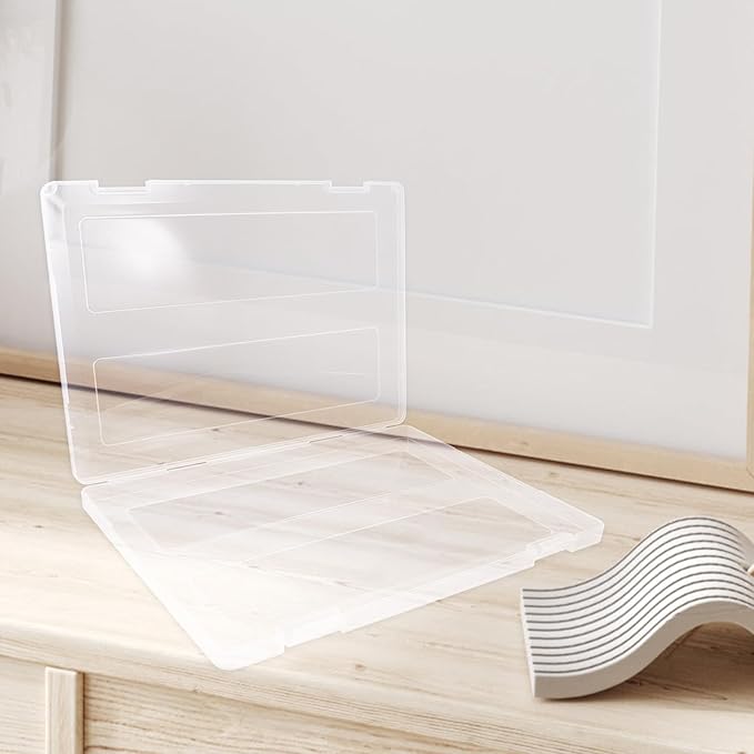 4pcs File Storage Box Clear Wear-resistant Plastic Document Organizer for Office Home Travel Portable Multipurpose File Box Case for Paper Receipts Magazine Protection