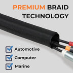 3/16 inch Split Braided Cable Management Sleeve for USB Cable Power Cord Audio Video Cable, Wire Loom Cord Protector from Cat Dog Chewing (Black, 10FT)