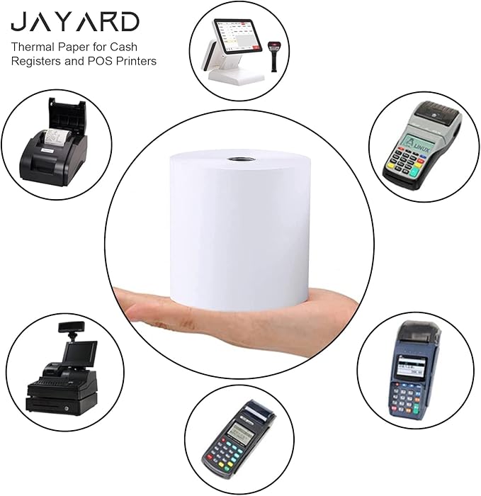 Jayard 2-1/4" X 85' Thermal Paper Rolls For Credit Card - Cash Register Rolls - Premium Register Tape Pos Thermal Printer Paper (400 Rolls)