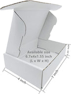 7x4x1.55 inch Small White Mailers Boxes Recyclable Corrugated Gift Box for Packaging Shipping Set of 10
