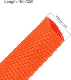 MECCANIXITY Braided Cable Sleeves Heat Shrinkable Fabric Sleeving, 3/8" 33ft Orange 2:1 Ratio Heat Shrinkable Cord Protector for Harness Cable, Network Cable Protection, Cable Management