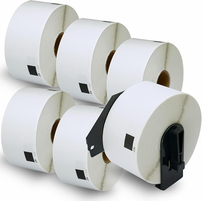 BETCKEY - Compatible Large Address Labels Replacement for Brother DK-1208 (1.4 in x 3.5 in), Use with Brother QL Label Printers [6 Rolls/2400 Labels]