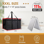 2PK Insulated Food Delivery Bag with Baseboard — Reusable Thermal Cooler Grocery Bags for Catering & Delivery, Pizza Carrier for Events, Large Capacity Bag Keeps Food Hot/Cold for Travel, Commercial