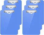 Hongri Plastic Clipboard with Pen Holder, Blue 8.5x11 Letter Size Clip Board for Classroom, Office, Students, Nurses and Women, Low Profile Clip, Size 12.5 x 9 in(Pack of 6)