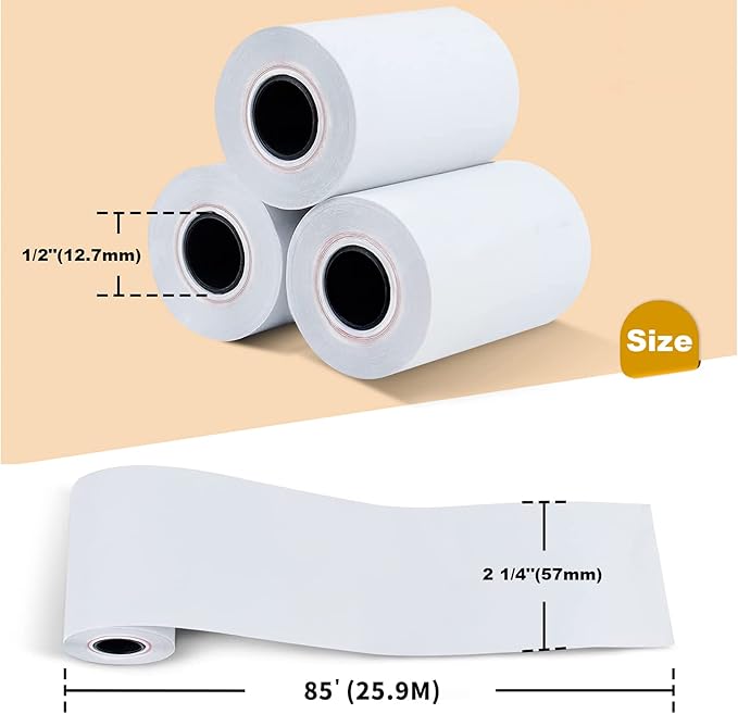 MFLABEL® 5 Rolls Thermal Paper (2 1/4" x 85') - POS Receipt Rolls for Cash Register, Credit Card Terminal, Square Reader, Clover & More | High-Sensitivity 48g Thermal Paper, BPA-Free, Sharp Print