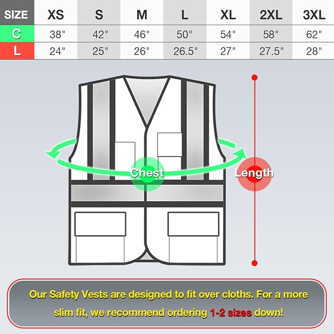 KAYGO Safety Vest with Pockets - High Visibility Reflective Vest ANSI Class 2 Construction Vest