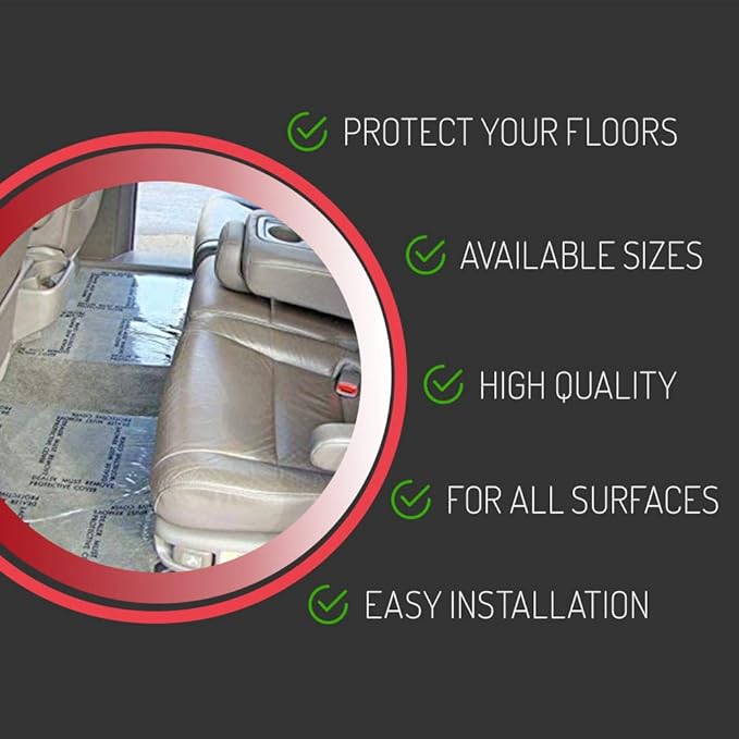 HI-TECH Clear Adhesive Car Carpet Protector Film Roll – 24" x 300' – 6mil Disposable Sticky Floor Mat Cover – Perforated Sheets – Auto Detailing, Service, Personal Use