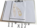 Horizontal Aluminum Clipboard,11x17 Inches A3 Side Clip Metal Clipboards with Pen Holder,Extra Large Construction Board,304 Stainless Steel Low Profile Clip