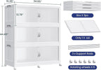 720QT Extra Large Stackable Storage Bins with Lid & Wheels & Doors, 180Gal Foldable Collapsible Closet Organizers, Plastic Cabinet Box Container Drawer for Home Kitchen Bedroom, 3Pack White