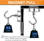 DIYMAG 6 Packs Magnetic Hooks,170 Lb Heavy Duty Neodymium Magnets for Refrigerator, Strong Cruise Ship Essentials Hook for Hanging, Magnetics Hanger for Grill