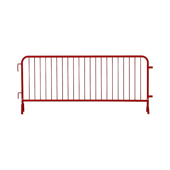 Angry Bull Barricades Metal Interlocking Steel Barricade (8.5 Ft. Heavy Duty, Bridge Feet, Red Powder Coated, Set of 10)