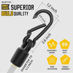 Bungee Cords with Hooks, 48 Inch Adjustable White Bungee Cords with Carabiner Heavy Duty Outdoor, 8mm Thick Easy to Adjust Bungee Rope UV Resistant for Truck Bed, Bike Rack, Camping, 6 Pack