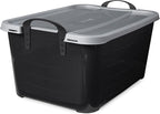 Life Story 6 Pack Heavy Duty Stackable Storage Bin, 55 Quart Home Organizer, Versatile Lightweight Locking Bins with Carrying Handles, Black/Gray