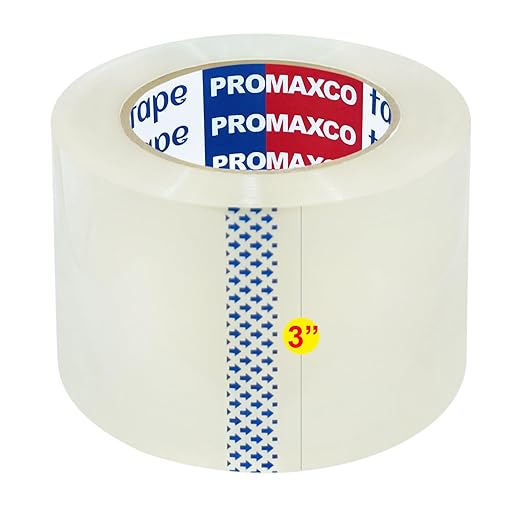 3" Heavy Duty Packing Tape, 24 Rolls, Clear, 3" Core, Total 1320Y, Clear, 2.2 mil, 3 inch x 55 Yards, Refill for Packaging and Shipping(3" Width, not 2" Width)