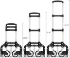 Folding Hand Truck Dolly, Aluminum Portable Foldable Dolly Cart, 200 lbs Capacity Collapsible Hand Cart with Wheels, Ideal for Shoping, Office, Travel, Moving, Black
