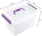 Sandmovie 6 Quart Clear Latching Box with Lid and Handles, Clear Plastic Storage Tote, 6 Packs