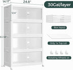 120Gal Stackable Storage Bins with Lid and Wheels, 480QT Plastic Collapsible Storage Boxes with Doors, Closet Organizer and Storage Cabinet for Home Kitchen Office Dorm Room, 4Pack White
