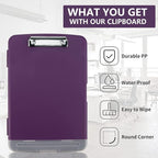 SFLHHDM Purple Clipboard, Clip Boards 8.5x11, Teacher Clipboards with Storage, Plastic Clipboard with Pen Holder, Clipboards Storage for Women Teachers Work, School & Office Supplies