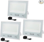 LED Flood Lights 60W 3 Pack, 6000lm Super Bright Floodlight IP66 Waterproof Outdoor Security Work Light with Plug, 6000K Daylight White Light for Garden Backyard Playground Yard Garage