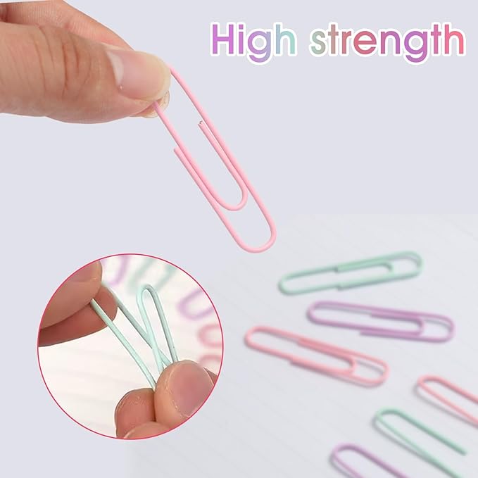 Multicolor Jumbo Paper Clips, 1.3 Inch (33mm) & 2 Inch (50mm), 400-Pack for Office, School & Home Document Organizing (Pastel, 1.3 Inch and 2 Inch)