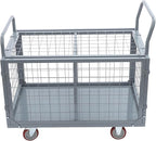 2000lbs Capacity 5-in-1 Heavy Duty Folding Platform Truck, Industrial Utility Cart with Removable Cage & 4 Casters, Hand Push Wagon for Warehouse, Garage, Retail Moving