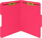 50 Red Fastener File Folders - 1/3 Cut Reinforced Tab - Durable 2 Prongs Bonded Fastener Designed to Organize Standard Medical Files, Law Client Files, Office Reports - Letter Size, Red, 50 Pack