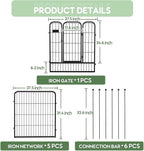 ZXMOTO Outdoor Garden Fence with Gate 6 Pack 32in(H) x14ft(L) Heavy Duty Metal, Decorative Outdoor Yard Fencing for Dogs, Temporary Dog Fence for Backyard, Patio & Garden Beds Easy Setup