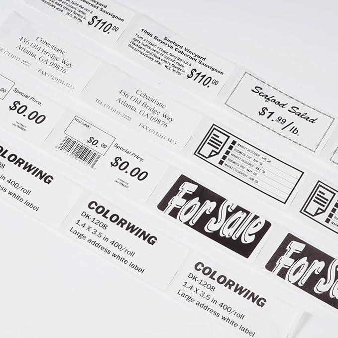Compatible with Brother QL-800 Label DK-1208(1.4 in x 3.5 in, 400/roll) Large White Paper Address Die-Cut Label Work with QL-700 QL-600 Printers (8 Rolls + 1 Frame)