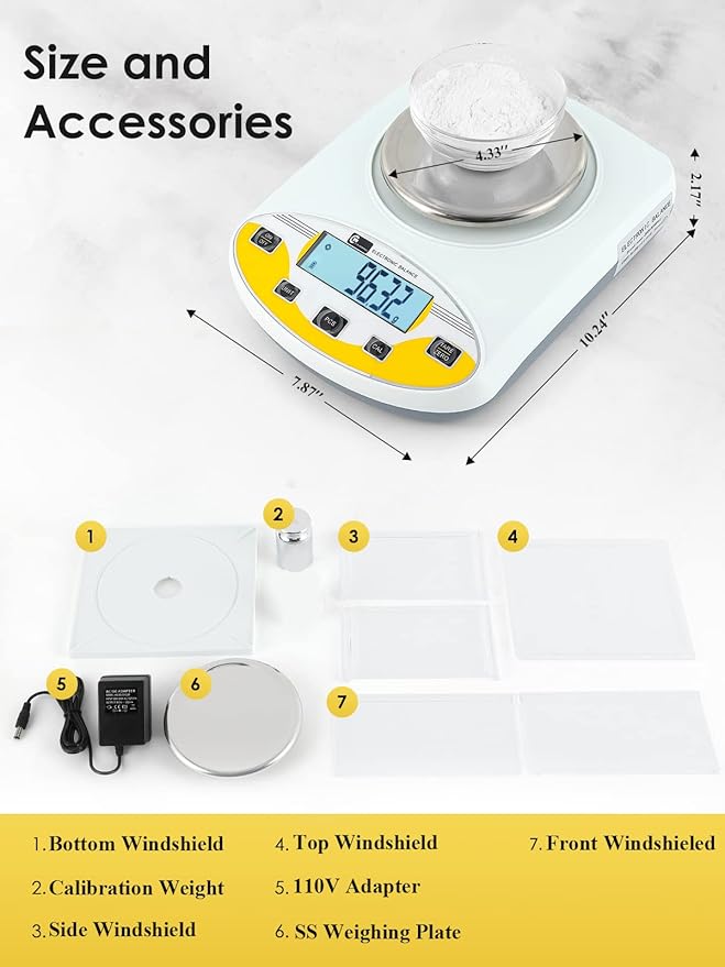 CGOLDENWALL Precision Lab Scale 500gX0.01g Analytical Electronic Balance Digital Laboratory Scale Precision Jewelry Scales Kitchen Precision Weighing Electronic Scales Calibrated 110V (500g, 0.01g)