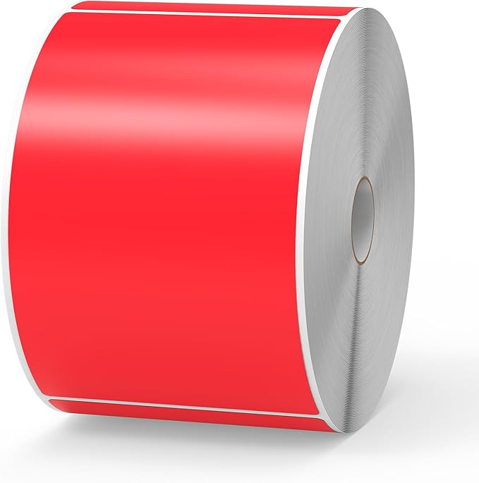 500 Pcs Rectangle Inventory Stickers Vinyl 3 × 5 Inch Moving Labels for Storage Bins Self Adhesive Color Coding Labels Waterproof Removable for Boxes Warehouse Classroom Office, Red
