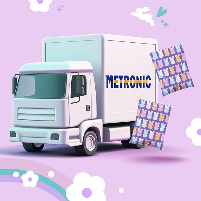 Metronic Poly Mailers 14.5x19 Inch 50pc, Easter Rabbit Bags for Shipping, Self-Adhesive Shipping Envelopes for Small Business, Waterproof Mailers Poly Bags for Shipping, Packaging Mailing Bags Bunnies