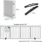 Wooden Dog Gate Freestanding Foldable Pet Gate 4 Panel Fully Assembled Dog Gates for Doorways House Stairs
