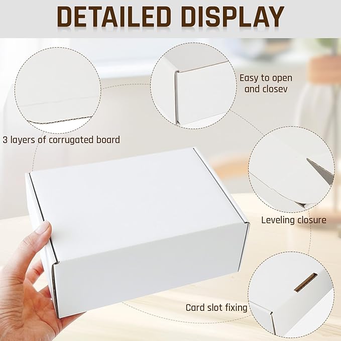 100-Pcs White Small Shipping Boxes - 3 Layer Bulk Corrugated Cardboard Packaging Boxes for Small Business, Ecommerce Mailers, Jewelry Gifts(5.91 x 3.94 x 1.57 Inches)