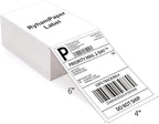 RyhamPaper 4" x 6" Fanfold Direct Thermal Labels - White Shipping Mailing Postage Labels, Perforated, Permanent Adhesive (4 Stacks - 4000 Labels)