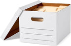 Amazon Basics Storage/Filing Boxes with Lift-Off Lid - Letter/Legal Size, Sturdy, Easy Assembly, White, 16.2" L x 12.5" W x 10.5" H, Pack of 20