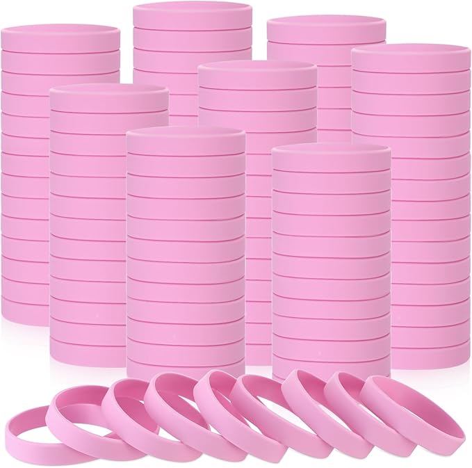 Liliful 100 Pcs Silicone Rubber Wristbands Rubber Wristband Bracelet Bands for Silicone Wristbands for Women Men(Pink)
